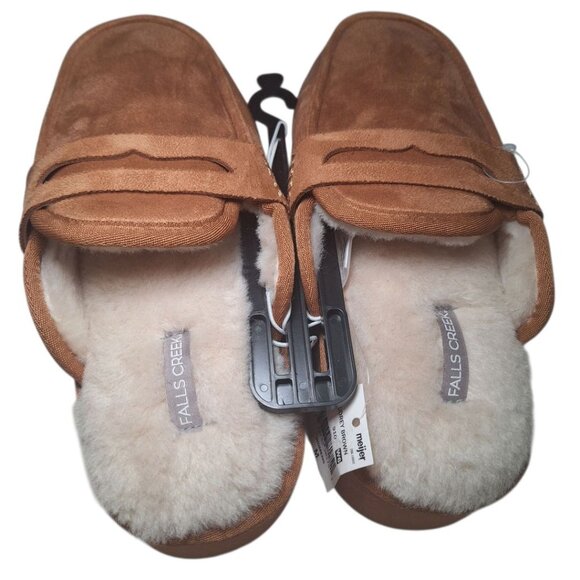 Falls Creek Platform Slippers Lined Brown Faux Fur Womens Medium 7 8 Winter Warm - Picture 3 of 9